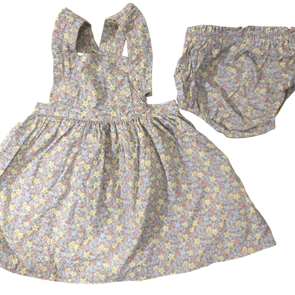 Matalan‎ Baby Girls Floral Pinafore Dress and Bloomers Set 12-18 Months Cotton
